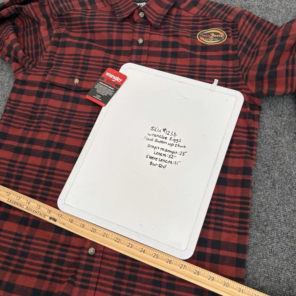 New Wrangler Riggs Workwear Flannel Shirt Mens Sz M Heavy Long Sleeve Red Plaid